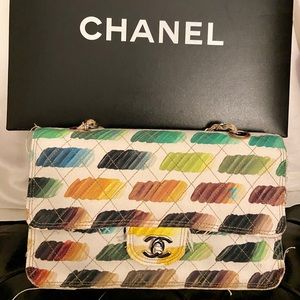 Chanel Flap Bag White/MultiColor - Rare!!